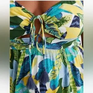 aerie Dresses Nwot Aerie Paradise Palm Print Beach Cut Out Maxi Dress Medium Poshmark